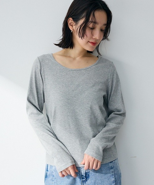 Green Parks(グリーンパークス)の「バレエネックリブインナー(Tシャツ/カットソー・レディース・ブラック/杢グレー/ホワイト・FREE)」の2枚目の写真