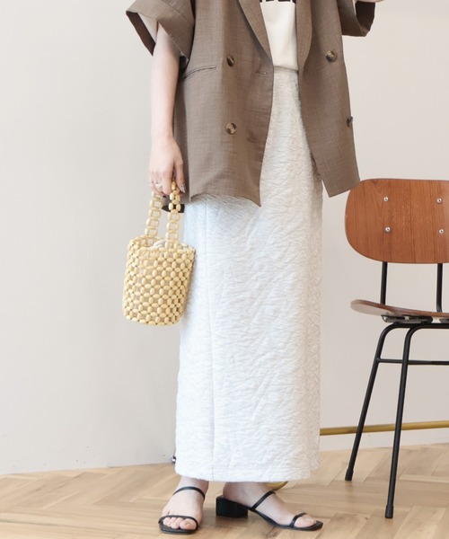 AMERICAN HOLIC（アメリカンホリック）の「フクレジャガードタイトスカート（スカート・レディース・ブラウン/グレー系その他/ダークネイビー・L/M）」の2枚目の写真