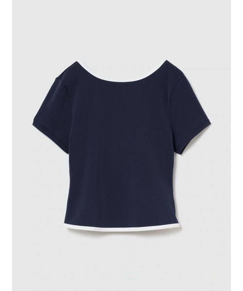 GAP(ギャップ)の「GapFit スムース リバーシブル ラップ クロップド トップス(Tシャツ/カットソー・レディース・ネイビー/ブラック・L/M/S/XS/XXS)」の2枚目の写真