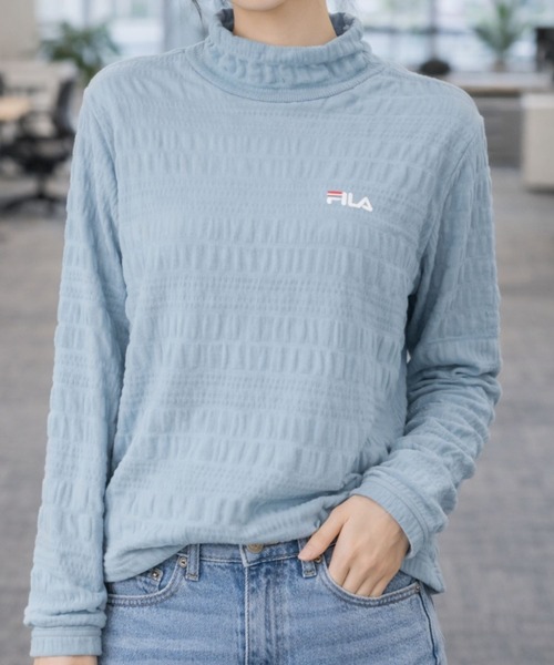 FILA（フィラ）の「FILA UVあったかふんわりデザイントップス（ニット/セーター・レディース・グレイッシュブルー/オフホワイト/ブラック・LARGE/MEDIUM/3L/LL）」の3枚目の写真
