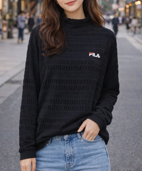 FILA（フィラ）の「FILA UVあったかふんわりデザイントップス（ニット/セーター・レディース・グレイッシュブルー/オフホワイト/ブラック・LARGE/MEDIUM/3L/LL）」の2枚目の写真