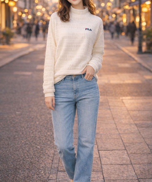 FILA（フィラ）の「FILA UVあったかふんわりデザイントップス（ニット/セーター・レディース・グレイッシュブルー/オフホワイト/ブラック・LARGE/MEDIUM/3L/LL）」の10枚目の写真