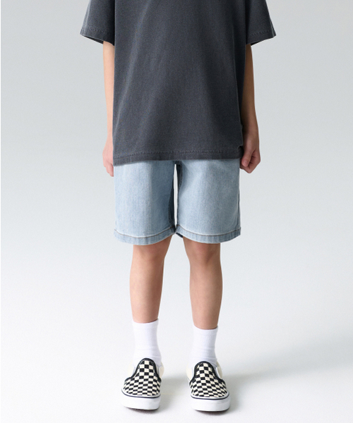 MUSINSA STANDARD KIDS（ムシンサスタンダードキッズ）の「[クールスタンダード] ワンタックワイドバンディングデニムショーツ [ライトインディゴ]（その他パンツ・レディース・その他・100/110/120/130/140/150/160）」の6枚目の写真