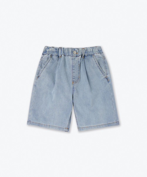 MUSINSA STANDARD KIDS（ムシンサスタンダードキッズ）の「[クールスタンダード] ワンタックワイドバンディングデニムショーツ [ライトインディゴ]（その他パンツ・レディース・その他・100/110/120/130/140/150/160）」の7枚目の写真