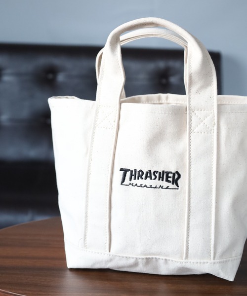 THRASHER(スラッシャー)の「THRASHER LUNCH TOTEBAG ランチトートバッグ(ハンドバッグ・メンズ・ホワイト系/ホワイト×ブラック・FREE)」の2枚目の写真