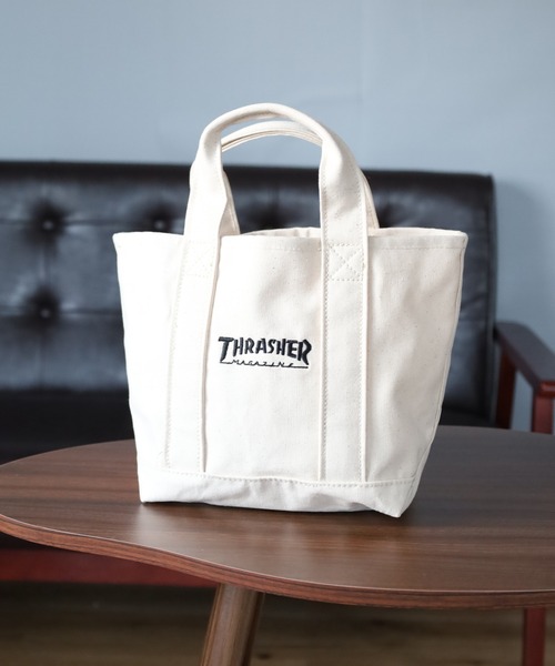 THRASHER(スラッシャー)の「THRASHER LUNCH TOTEBAG ランチトートバッグ(ハンドバッグ・メンズ・ホワイト系/ホワイト×ブラック・FREE)」の6枚目の写真