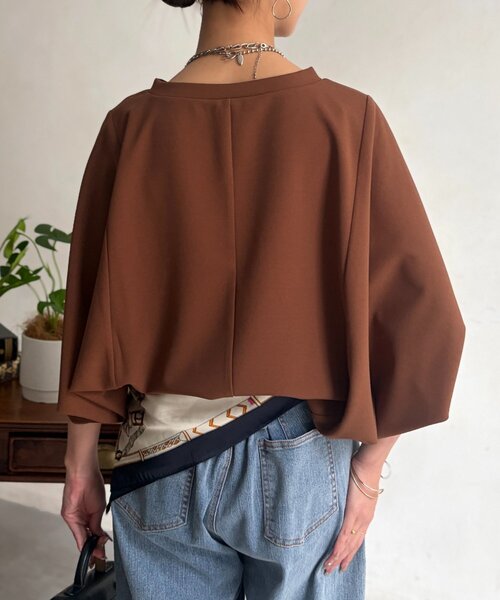 Chez toi（シェトワ）の「【二の腕カバー】【高コスパ高見え】梨地ヤッコスリーブプルオーバー（Tシャツ/カットソー・レディース・ブラック/グリーン/レッド/オフホワイト/ネイビー/ブルー/ブラウン/イエロー・FREE）」の21枚目の写真
