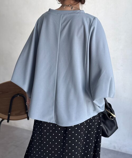 Chez toi（シェトワ）の「梨地ヤッコスリーブプルオーバー（Tシャツ/カットソー・レディース・ブラック/グリーン/レッド/オフホワイト/ネイビー/ブルー・FREE）」の16枚目の写真