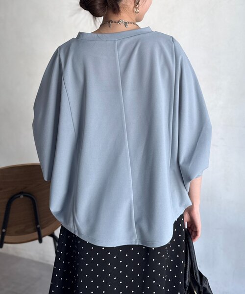 Chez toi（シェトワ）の「梨地ヤッコスリーブプルオーバー（Tシャツ/カットソー・レディース・ブラック/グリーン/レッド/オフホワイト/ネイビー/ブルー・FREE）」の17枚目の写真