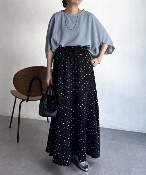 Chez toi（シェトワ）の「梨地ヤッコスリーブプルオーバー（Tシャツ/カットソー・レディース・ブラック/グリーン/レッド/オフホワイト/ネイビー/ブルー・FREE）」の18枚目の写真