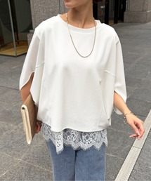 Chez toi | 【二の腕カバー】【高コスパ高見え】梨地ヤッコスリーブプルオーバー(Tシャツ/カットソー)