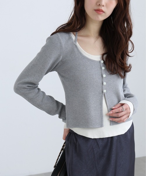 FREE'S MART（フリーズマート）の「◆Ⅰキャミレイヤードクルーネックニット（ニット/セーター・レディース・ライトグリーン/ブラウン/ネイビー/グレー・FREE）」の16枚目の写真