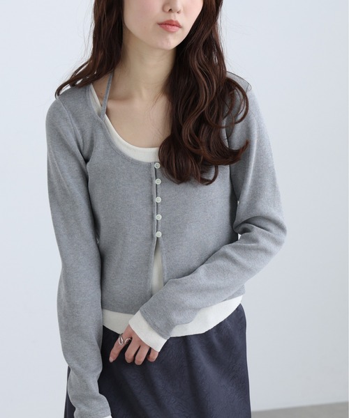 FREE'S MART（フリーズマート）の「◆Ⅰキャミレイヤードクルーネックニット（ニット/セーター・レディース・ライトグリーン/ブラウン/ネイビー/グレー・FREE）」の17枚目の写真