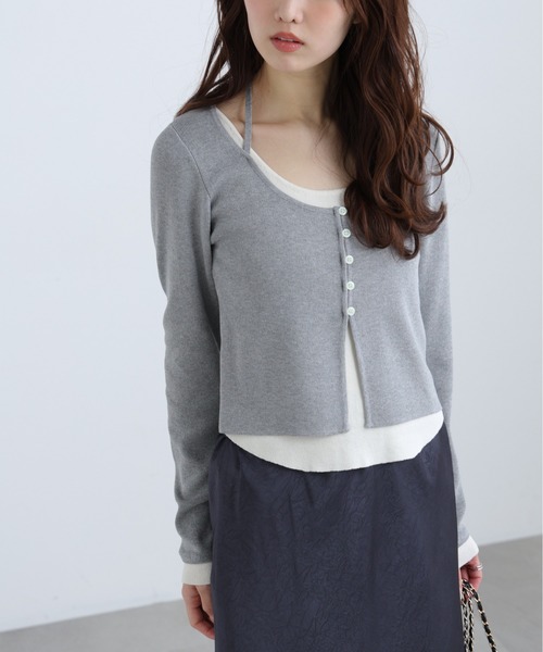 FREE'S MART（フリーズマート）の「◆Ⅰキャミレイヤードクルーネックニット（ニット/セーター・レディース・ライトグリーン/ブラウン/ネイビー/グレー・FREE）」の18枚目の写真