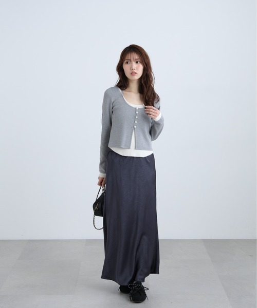 FREE'S MART（フリーズマート）の「◆Ⅰキャミレイヤードクルーネックニット（ニット/セーター・レディース・ライトグリーン/ブラウン/ネイビー/グレー・FREE）」の20枚目の写真