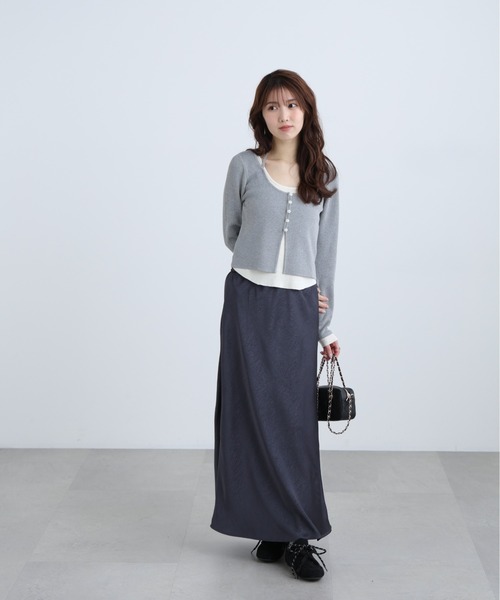 FREE'S MART（フリーズマート）の「◆Ⅰキャミレイヤードクルーネックニット（ニット/セーター・レディース・ライトグリーン/ブラウン/ネイビー/グレー・FREE）」の21枚目の写真