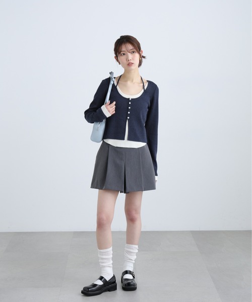 FREE'S MART（フリーズマート）の「◆Ⅰキャミレイヤードクルーネックニット（ニット/セーター・レディース・ライトグリーン/ブラウン/ネイビー/グレー・FREE）」の5枚目の写真