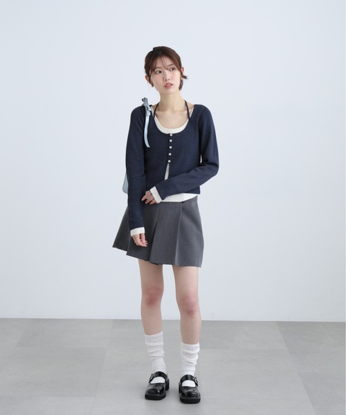 FREE'S MART（フリーズマート）の「◆Ⅰキャミレイヤードクルーネックニット（ニット/セーター・レディース・ライトグリーン/ブラウン/ネイビー/グレー・FREE）」の6枚目の写真