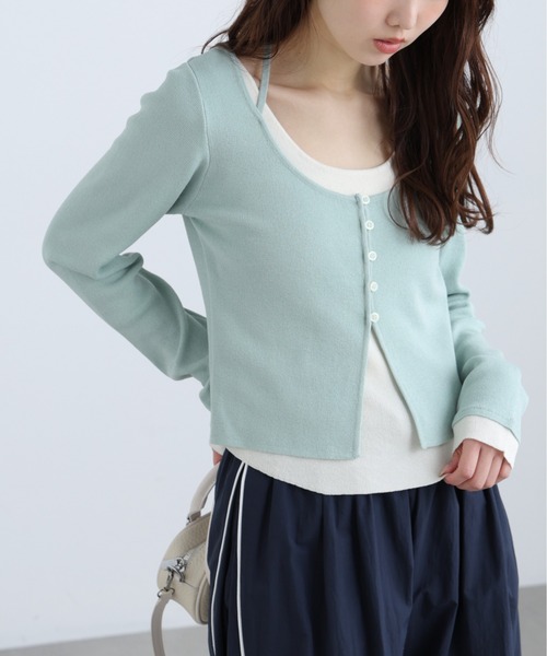 FREE'S MART（フリーズマート）の「◆Ⅰキャミレイヤードクルーネックニット（ニット/セーター・レディース・ライトグリーン/ブラウン/ネイビー/グレー・FREE）」の8枚目の写真