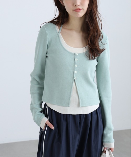 FREE'S MART（フリーズマート）の「◆Ⅰキャミレイヤードクルーネックニット（ニット/セーター・レディース・ライトグリーン/ブラウン/ネイビー/グレー・FREE）」の9枚目の写真