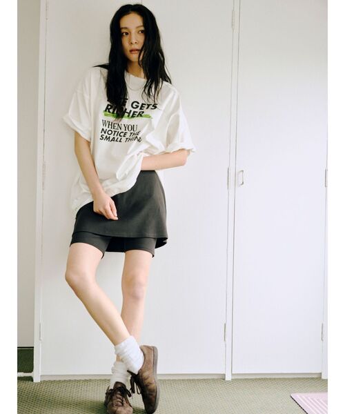 Ungrid（アングリッド）の「レイヤードデザインテレコサイクルパンツ（その他パンツ・レディース・ライトグレー/ブラック・FREE）」の8枚目の写真