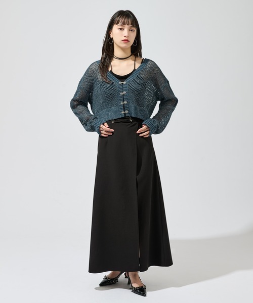 Ellno de Mavie(エルノデメヴィ)の「レースアップスリットロングスカート/インナーパンツ付き(スカート・レディース・ブラック/ネイビー・FREE)」の9枚目の写真