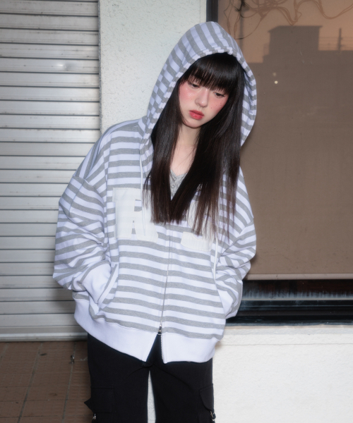 ROSEFRANTZ（ロゼフランツ）の「Patch Stripe Hood Zip-Up [Ivory]（パーカー・レディース・アイボリー・OS）」の9枚目の写真