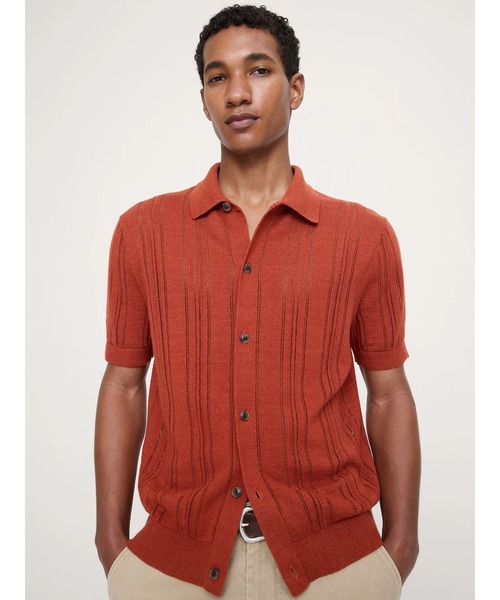 Banana Republic（バナナリパブリック）の「ポインテール リネン コットン ポロ カーディガン（カーディガン/ボレロ・メンズ・レッド/ピンク/ブラック・S/XL/L/M）」の3枚目の写真