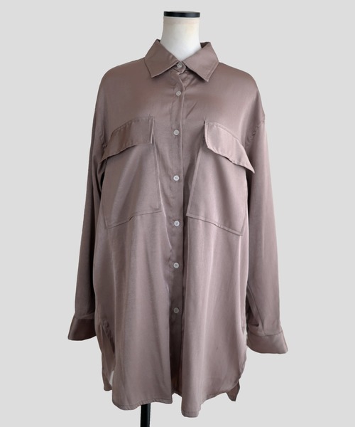 Marient(マリエント)の「サテンオーバーシャツBL(シャツ/ブラウス・レディース・ブラウン・FREE)」の11枚目の写真