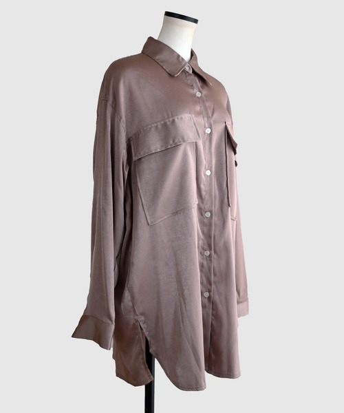 Marient(マリエント)の「サテンオーバーシャツBL(シャツ/ブラウス・レディース・ブラウン・FREE)」の12枚目の写真