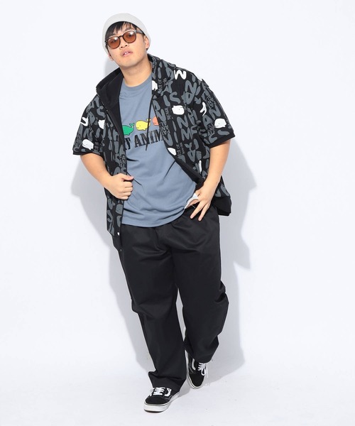 B&T CLUB（ビーティークラブ）の「パーカー 半袖 メンズ 大きいサイズ FAT ANIMALS クジラ総柄 フルジップ B＆T CLUB (ビーアンドティークラブ)（パーカー・メンズ・ブラック/ホワイト・X4(8L～9L)/X3(6L～7L)/X2(4L～5L)/X1(3L～4L)）」の17枚目の写真