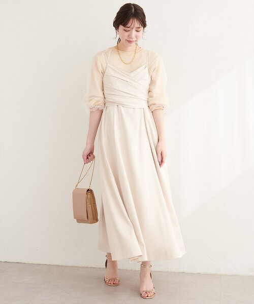 natural couture(ナチュラルクチュール)の「〈osono〉アシメカシュクールリボンキャミワンピース(ワンピース・レディース・ネイビー/ミント/ブラック/アイボリー・MEDIUM/LARGE)」の7枚目の写真