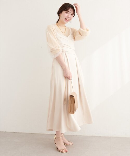 natural couture(ナチュラルクチュール)の「〈osono〉アシメカシュクールリボンキャミワンピース(ワンピース・レディース・ネイビー/ミント/ブラック/アイボリー・MEDIUM/LARGE)」の8枚目の写真