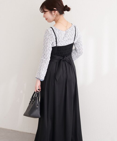 natural couture(ナチュラルクチュール)の「〈osono〉アシメカシュクールリボンキャミワンピース(ワンピース・レディース・ネイビー/ミント/ブラック/アイボリー・MEDIUM/LARGE)」の21枚目の写真