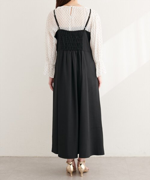 natural couture(ナチュラルクチュール)の「〈osono〉アシメカシュクールリボンキャミワンピース(ワンピース・レディース・ネイビー/ミント/ブラック/アイボリー・MEDIUM/LARGE)」の16枚目の写真