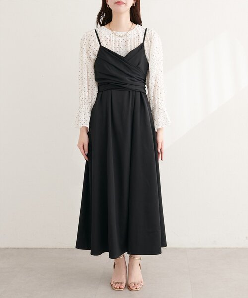natural couture(ナチュラルクチュール)の「〈osono〉アシメカシュクールリボンキャミワンピース(ワンピース・レディース・ネイビー/ミント/ブラック/アイボリー・MEDIUM/LARGE)」の17枚目の写真