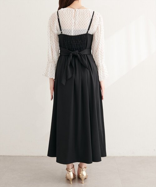 natural couture(ナチュラルクチュール)の「〈osono〉アシメカシュクールリボンキャミワンピース(ワンピース・レディース・ネイビー/ミント/ブラック/アイボリー・MEDIUM/LARGE)」の18枚目の写真