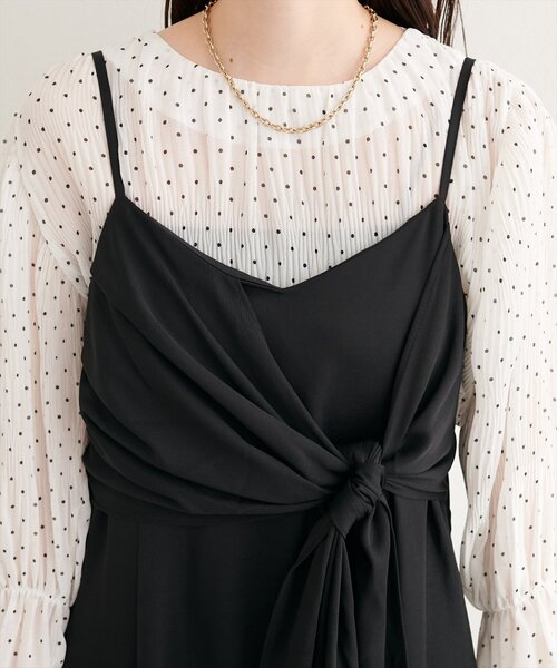 natural couture(ナチュラルクチュール)の「〈osono〉アシメカシュクールリボンキャミワンピース(ワンピース・レディース・ネイビー/ミント/ブラック/アイボリー・MEDIUM/LARGE)」の19枚目の写真