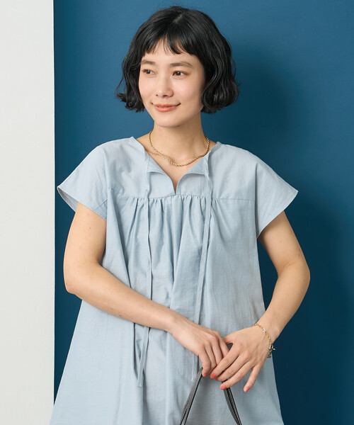 FREAK'S STORE(フリークスストア)の「藤本美貴 × FREAK'S STORE/フリークスストア 接触冷感/UVカット ヘンリーネックフレアワンピース(ワンピース・レディース・ブラウン/ブラック/ブルー・フリ-)」の10枚目の写真