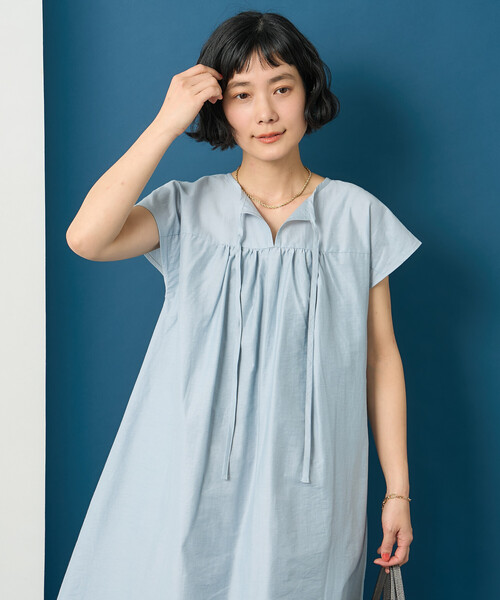 FREAK'S STORE(フリークスストア)の「藤本美貴 × FREAK'S STORE/フリークスストア 接触冷感/UVカット ヘンリーネックフレアワンピース(ワンピース・レディース・ブラウン/ブラック/ブルー・フリ-)」の11枚目の写真