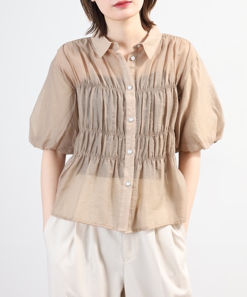 A.N.L(エーエヌエル レーベル)の「A.N.L シャーリングシアーブラウス 半端袖(シャツ/ブラウス・レディース・ブラック/ベージュ/カーキ・38)」の14枚目の写真