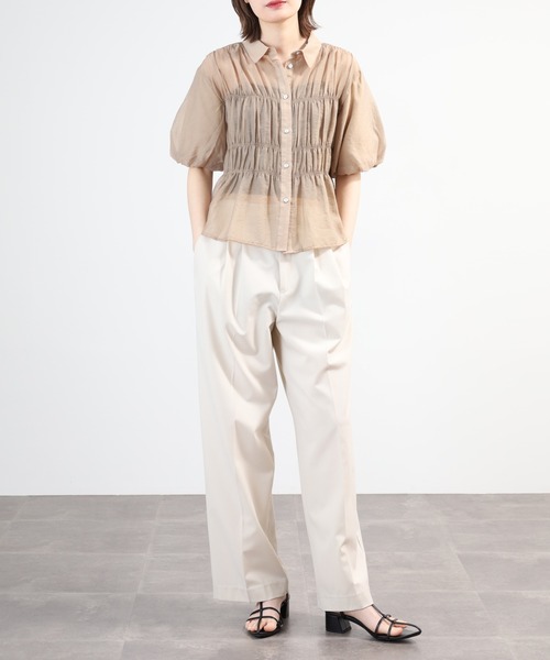 A.N.L(エーエヌエル レーベル)の「A.N.L シャーリングシアーブラウス 半端袖(シャツ/ブラウス・レディース・ブラック/ベージュ/カーキ・38)」の15枚目の写真