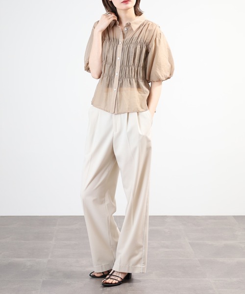 A.N.L(エーエヌエル レーベル)の「A.N.L シャーリングシアーブラウス 半端袖(シャツ/ブラウス・レディース・ブラック/ベージュ/カーキ・38)」の16枚目の写真