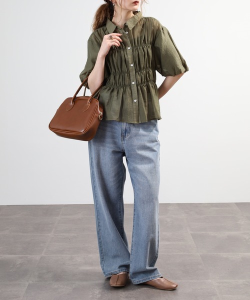 A.N.L(エーエヌエル レーベル)の「A.N.L シャーリングシアーブラウス 半端袖(シャツ/ブラウス・レディース・ブラック/ベージュ/カーキ・38)」の22枚目の写真