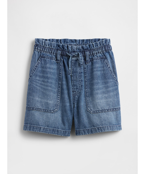 GAP（ギャップ）の「ハイライズ リラックスフィット プルオン ユーティリティ ショートパンツ (キッズ)（デニムパンツ・キッズ・インディゴブルー/ライトインディゴブルー・160cm/150cm/140cm/130cm/120cm/110cm）」の2枚目の写真