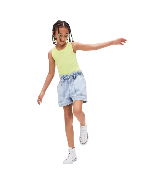 GAP（ギャップ）の「ハイライズ リラックスフィット プルオン ユーティリティ ショートパンツ (キッズ)（デニムパンツ・キッズ・インディゴブルー/ライトインディゴブルー・160cm/150cm/140cm/130cm/120cm/110cm）」の3枚目の写真