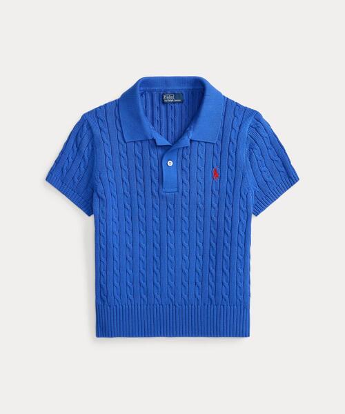 ケーブルニット コットン クロップド ポロシャツ(ポロシャツ)|POLO ケーブルニット コットン クロップド ポロシャツ(ポロシャツ)|POLO