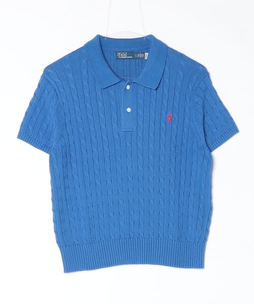 ケーブルニット コットン クロップド ポロシャツ（ポロシャツ）｜POLO