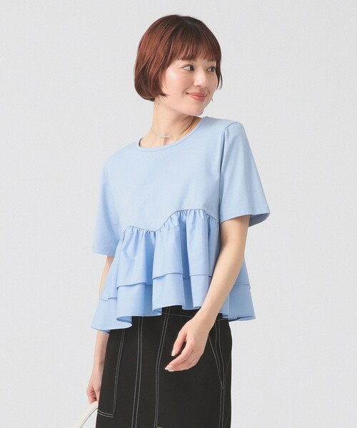 Ray BEAMS（レイビームス）の「ティアード キリカエ Tシャツ（Tシャツ/カットソー・レディース・ブラック/ホワイト/サックスブルー・ONE SIZE）」の3枚目の写真