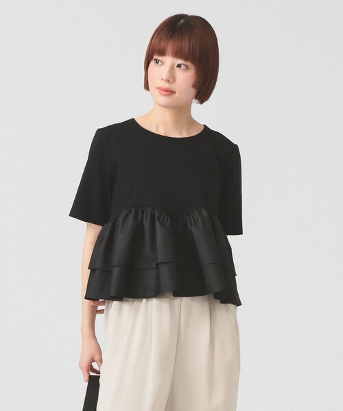 Ray BEAMS（レイビームス）の「ティアード キリカエ Tシャツ（Tシャツ/カットソー・レディース・ブラック/ホワイト/サックスブルー・ONE SIZE）」の2枚目の写真